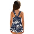 thumbnail image 2 of Xixirimido Plum Blossom Waves Blue Print Modest Girls’ Swimwear One Piece – Hawaiian Skirted Bathing Suit with Built-in Shorts, Sleeveless UPF 50+ Swimsuits, 5-6 Years, 2 of 7