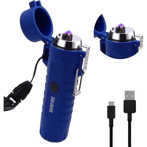Encendedor a prueba de viento Encendedor impermeable Encendedor de arco de plasma recargable USB tipo C con indicador de potencia digital para acampar, caminar, viajar, barbacoa (rosa claro-amarillo)