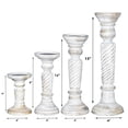 thumbnail image 4 of Handmade Mango Wood Eco-friendly Traditional Antique White Set Of Four 6",9",12" & 15" Pillar Candle Holder, 4 of 7