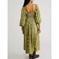 thumbnail image 2 of Women Floral Embroidered Maxi Dress Long Puff Sleeve Square Neck Boho Flowy Dress with Pockets Smocked Swing Long Dresses, 2 of 7