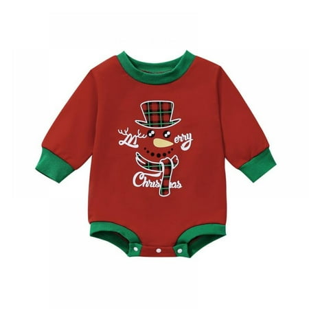 

BULLPIANO Baby Christmas Outfit Girl Boy Sweatshirt Romper Long Sleeve Fall One-piece Baby Clothes Christmas Baby Rompers