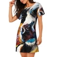thumbnail image 2 of Fotbe Cow Bata de Dormir para Mujer con Estampado, Camisón de Algodón de Manga Corta, Ropa de Dormir Casual, 2 of 6