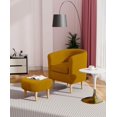 thumbnail image 7 of Living Room Chair with Ottoman, Modern Accent Chair, Upholstered Arm Chair Linen Fabric Single Sofa Reading Barrel Chair Foot Rest Comfy Armchair for Bedroom Small Spaces Office (Y, 7 of 7