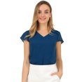 thumbnail image 1 of INSPIRE CHIC Blouse d'Été en Chiffon pour Femmes, Col en V, Manches Courtes, Semi-Transparente, 1 of 6