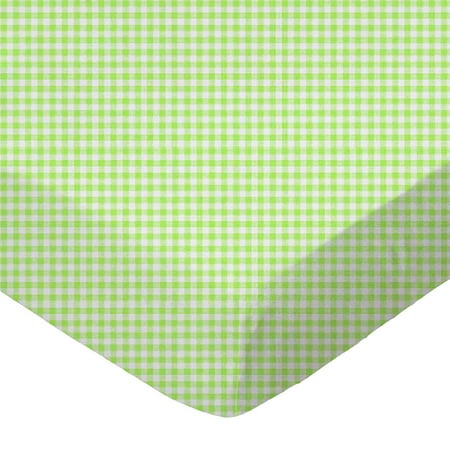 SheetWorld Fitted 100% Cotton Percale Play Yard Sheet Fits BabyBjorn Travel Crib Light 24 x 42, Primary Green Gingham Woven