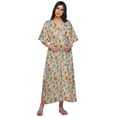 thumbnail image 1 of Moomaya Robe Longue Maxi de Maternité Imprimée pour Femmes, Kaftan Boutonné en Coton, 1 of 5