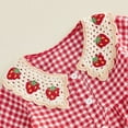 thumbnail image 6 of Cjfdfy Toddler Baby Girl Fall Outfits Casual Cherry Strawberry Plaid Button Down Doll Collar Long Sleeve Tops with Pants 2 Pcs Set Cute Red Pink Checkered Doll Collar Casual Set Fall Clothes, 6 of 9