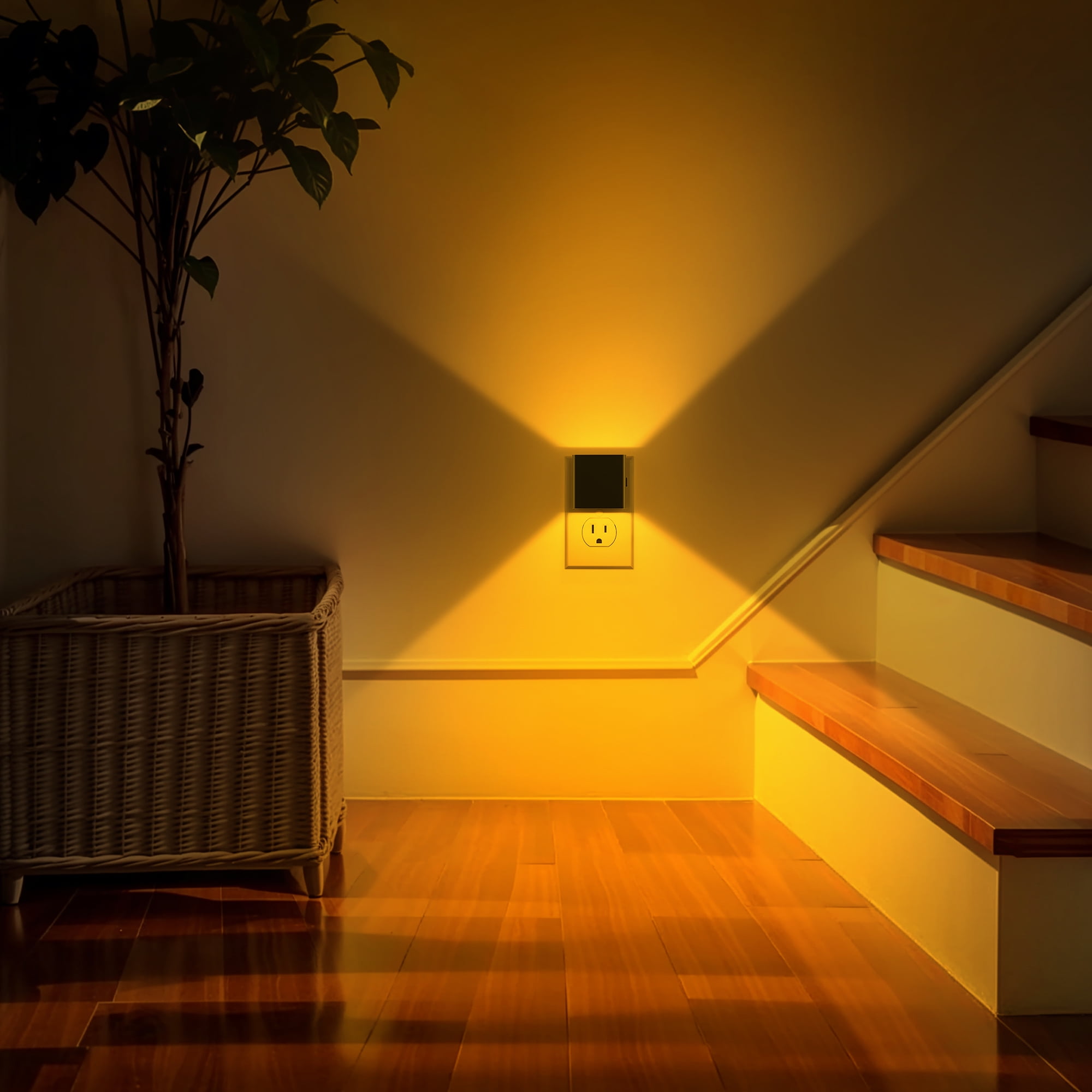 LOHASLED 2 Pack Black Amber Dimmable Square Night Light 3-Level