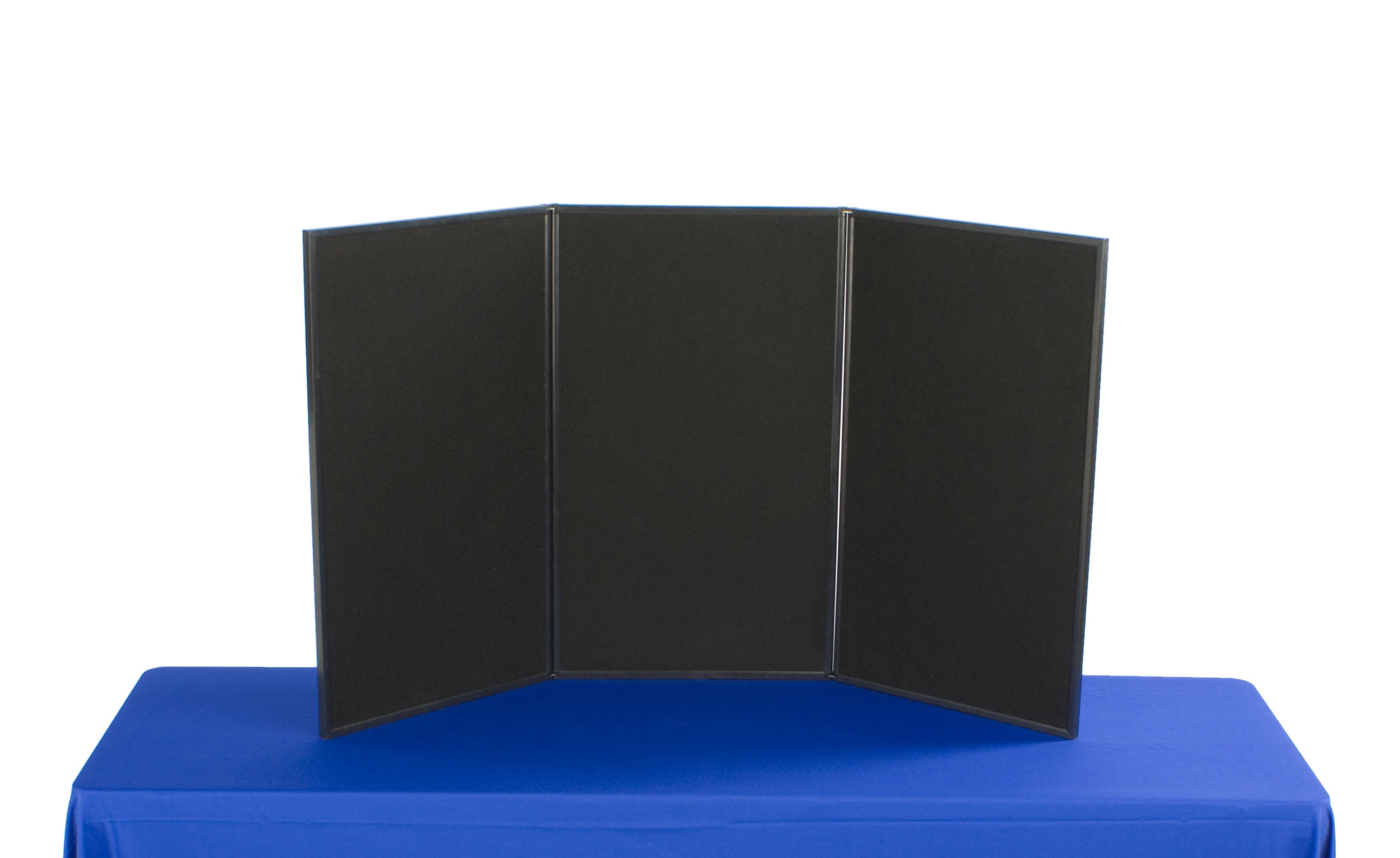 3Panel Tabletop Display Board, 54 x 30 Black and Gray Hook & Loop