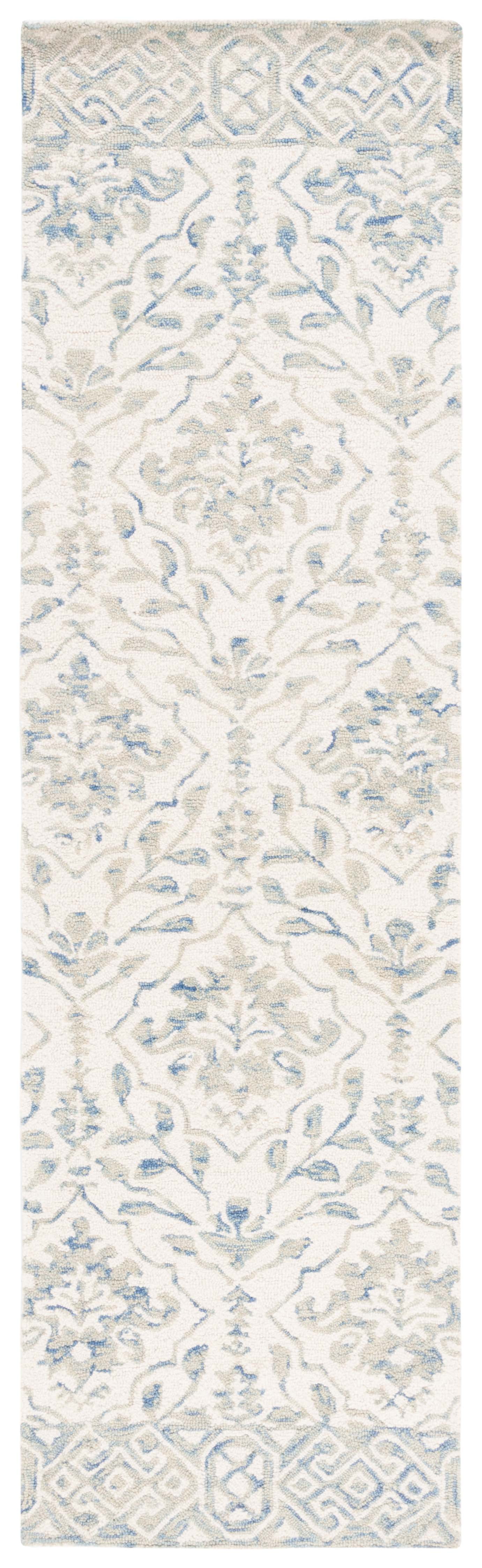 Safavieh Dip Dye Beranadette Floral Wool Runner Rug, Light Blue/Ivory, 2'3" x 20'