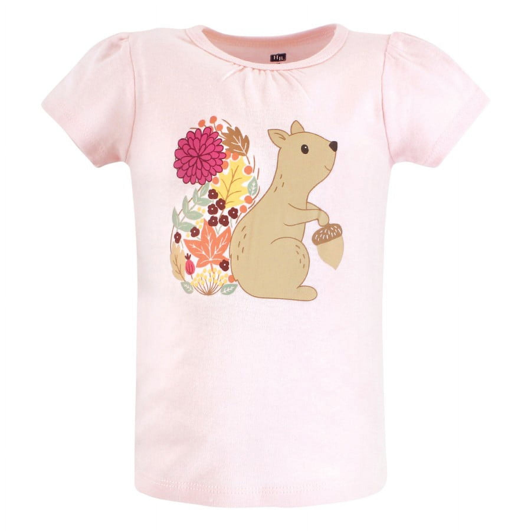 Hudson Baby Infant and Toddler Girl Short Sleeve T-Shirts, Fall Pumpkin Spice, 3 Toddler