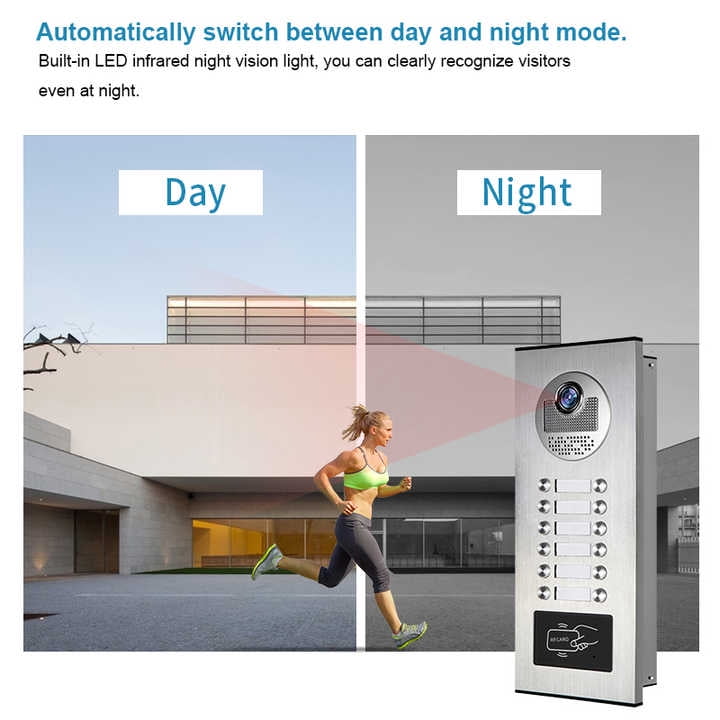 12unit 7inch wired video doorbell set,suitable for indoor and outdoor video