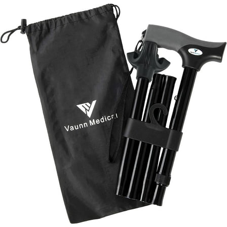 Vaunn Medical Folding Adjustable Walking Cane for Seniors with Tripod Tip