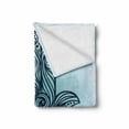 thumbnail image 2 of Hamsa Soft Flannel Fleece Throw Blanket, Ornate Hand Drawn Hamsa and Old Ornament with Curly Swirled Lines, Cozy Plush for Indoor and Outdoor Use, 60" x 80", Dark Blue Aqua, by Ambesonne, 2 of 6