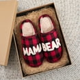 thumbnail image 4 of BERANMEY MAMA Bear Slippers for Women Warm Memory Foam Plaid Print Fuzzy Indoor Outdoor Non-Slip House Shoes for Women and Men, 4 of 9