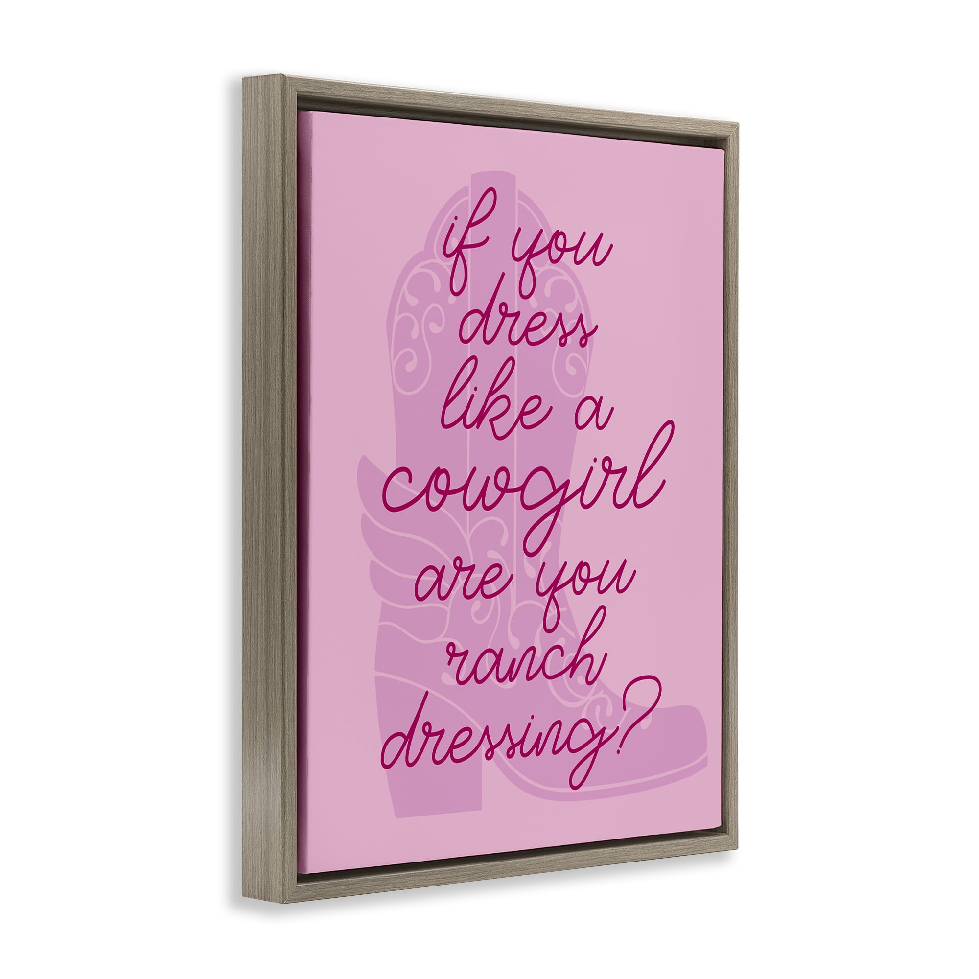 Stupell Industries Dress Like a Cowgirl Beauty & Fashion Painting Brown Floater Framed Art Print Wall Art, 17 x 21