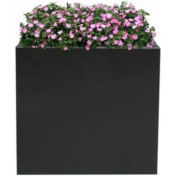 Steel Planter Box Flower Pots Outdoor, 16X16X16in Black Square Large Pots Indoor Outdoor Heavy Duty Planters Cube for Patio, Deck, Yard, Garden