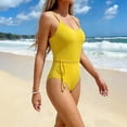 thumbnail image 5 of One Piece Swimsuit Women Tummy Control Spaghetti Strap Scoop Neck Bathing Suit with Braided Belt Slimming Swimwear for Beach Pool Vacation, S, 5 of 6