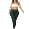 thumbnail image 6 of Women's Plus Size Leggings Stretchy Tummy Control Yoga Long Pants High Waist Solid Color Athletic Pants Dark Gray XXXXL, 6 of 8
