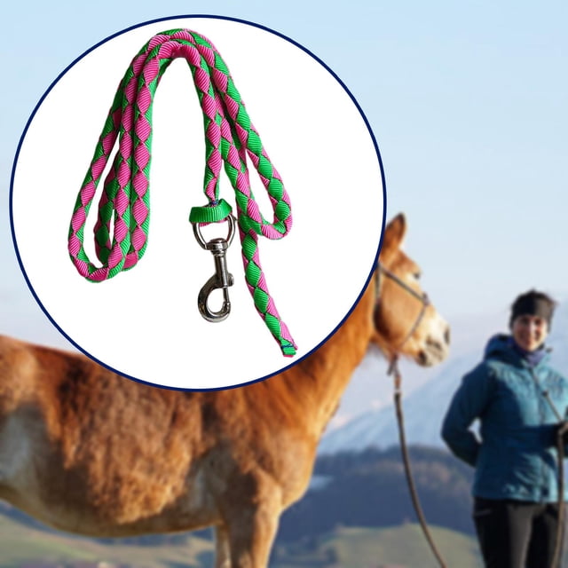 Cuerda de para caballos, cuerda para caballos que se fija al cabestro o arnés, cuerda de ecuestre duradera con gancho de presión 35 metros verde rosa