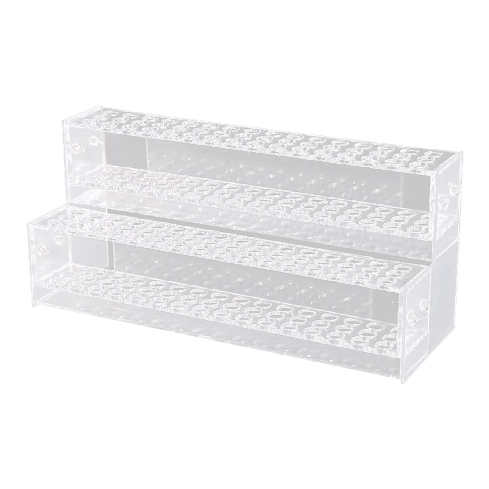 SunniMix Clear Pen Display Stand Multi Slots Pen Holder for Desk for Eyebrow Pens Colored 2 Layer 96 Holes