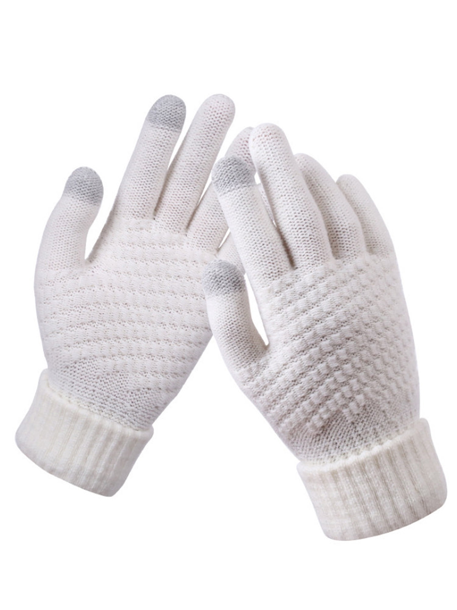 Women Touch Screen Gloves Winter Warm Knitted Glove Snow Flower Full finger Wool Windproof Touchscreen Mittens for Unisex Outdoor Driving Running 