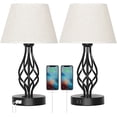 thumbnail image 3 of Set of 2 Traditional Bedside Lamps with 2 USB Ports, Modern Nightstand Desk Lamp, 3 of 7