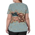 thumbnail image 4 of Women's 250th Anniversary Scrub Tops Plus Size Short Sleeve V-Neck Red White and Blue Flag Floral Print Work Uniforms 4th of July Nursing Medical Scrubs T Shirts with Pockets, 4 of 5