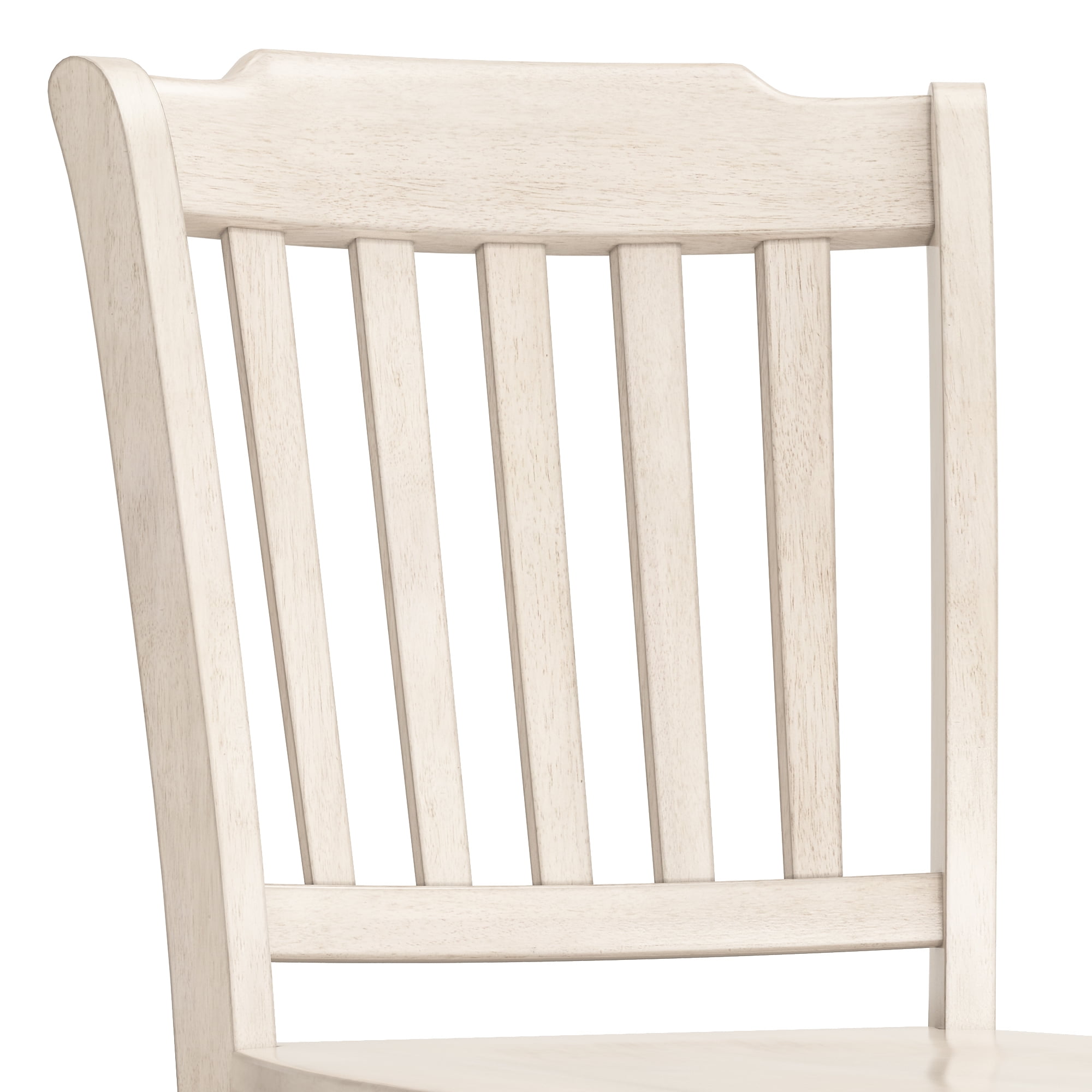 Weston Home Farmhouse Vintage Slat Back Solid Wood Bar Height Chair, Set of 2, Antique White