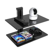 Wall Mounted 2 Tiers Glass AV Mount Shelf for Xbox /Cable Boxes/Gaming Systems,Holds up to 35.2 lbs