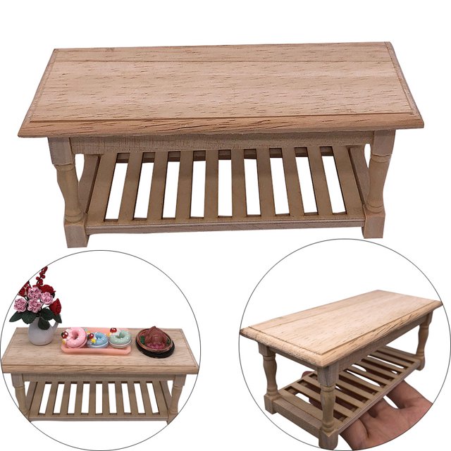 1:12 Mini Maison de Poupée Meubles Miniature Table à Thé en Bois Mini Maison de Poupée