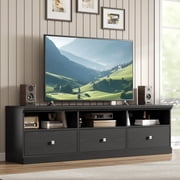 TV Stand, Entertainment Center for 65-75 Inch TV - 70in Mid-Century Media Cabinet with Storage Drawer & Open Shelves for Living Room Bedroom