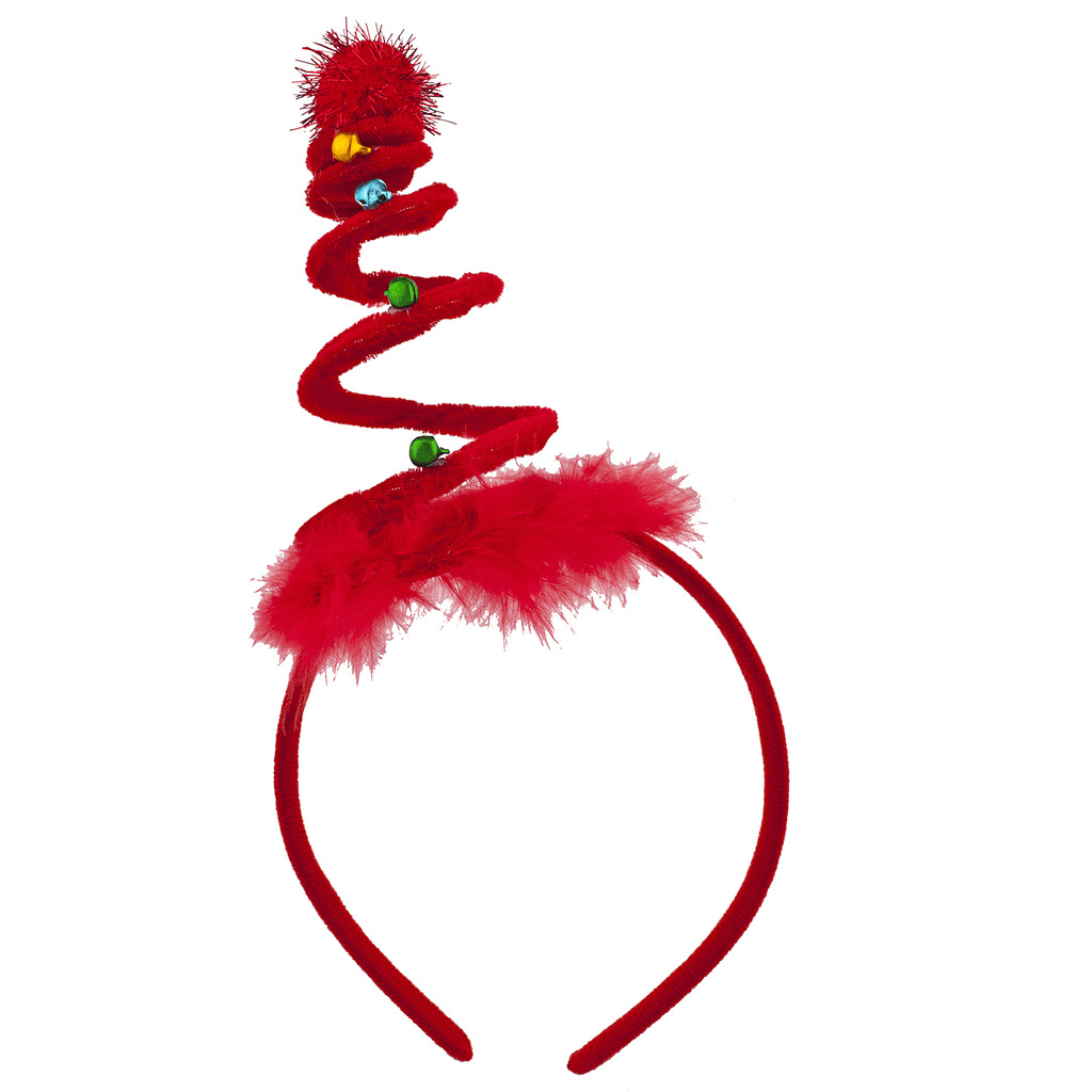 Lux Accessories Red Fabric Headband Christmas Xmas Coil Jingle Bell Headband