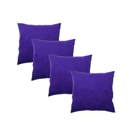 Velvet Throw Pillow Covers Solid Velvet Throw Pillow Cover Decorative Square Covers for Sofa Bedroom Car(4PCS Dark Purple) ()