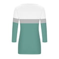 thumbnail image 6 of Lenpel Women's 3/4 Sleeve Tops Spring Summer Plus Size Square Neck Color Block Casual T Shirts Tunic Tee Blouses, 6 of 7
