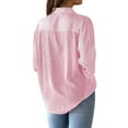 thumbnail image 5 of Nlife Women Striped Lapel Collar Long Sleeve Single Breasted Pocket Shirt, 5 of 7