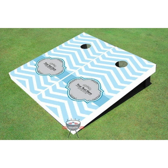Chevron Pattern Wedding Themed Cornhole Boards