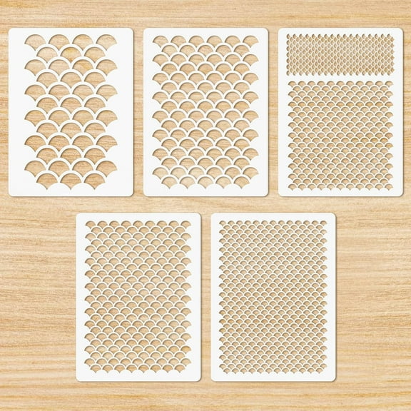 XD4-5Pcs Fish Scale Stencil, Face Painting Stencils Stencils Reusable Stencil Templates DIY Art Painting Templates for Make-up Stencils, Painting, Crafts, Wall Furniture*04