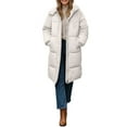 thumbnail image 2 of Baberdicy Women's Long Hooded Puffer Coat, Thick Warm Winter down Jacket for Extreme Cold , Long Hooded Puffer, Maxi down Coat, Winter Warmth Layer White M, 2 of 5