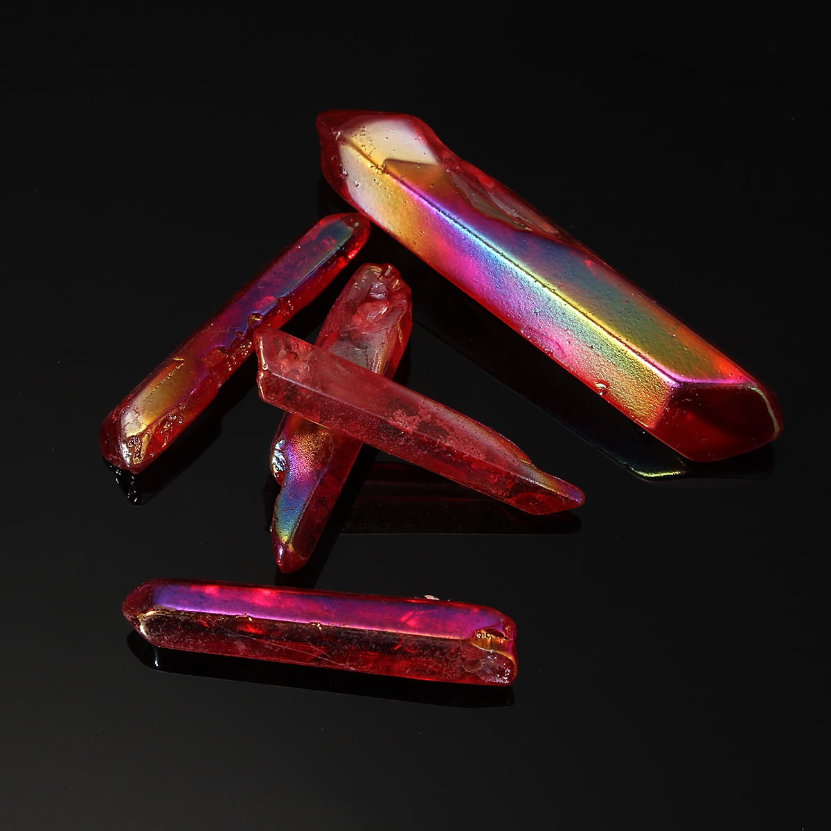 TITANIUM RAINBOW AURA LEMURIAN SEED QUARTZ crystal POINT wand 50g+ 