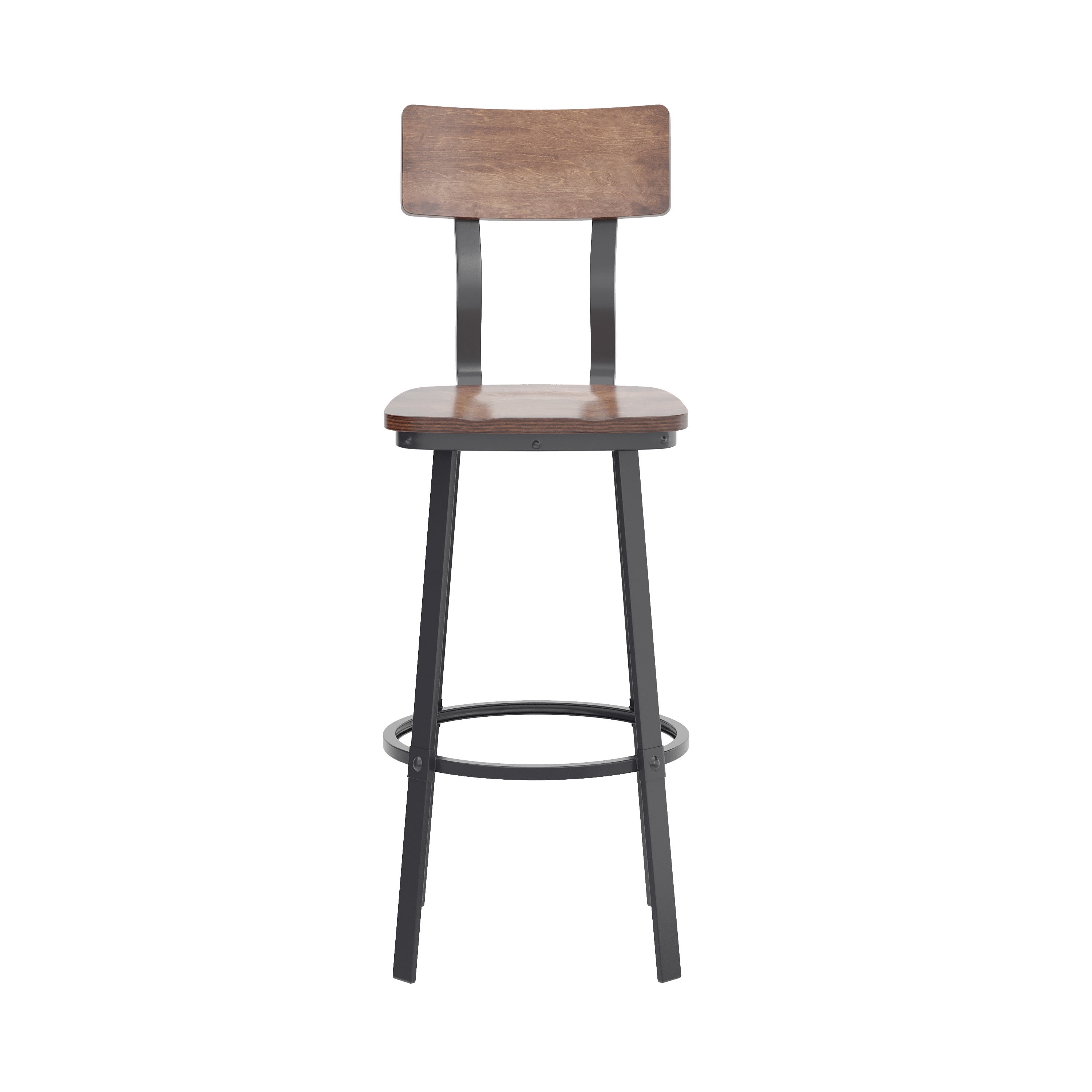 Emma + Oliver Antique Copper Dining Bar Stool with Wood Back/Seat and Gray Powder-Coated Frame
