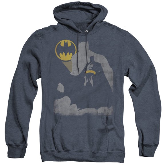 Batman Bat Knockout Adult Heather Hoodie Sweatshirt Navy