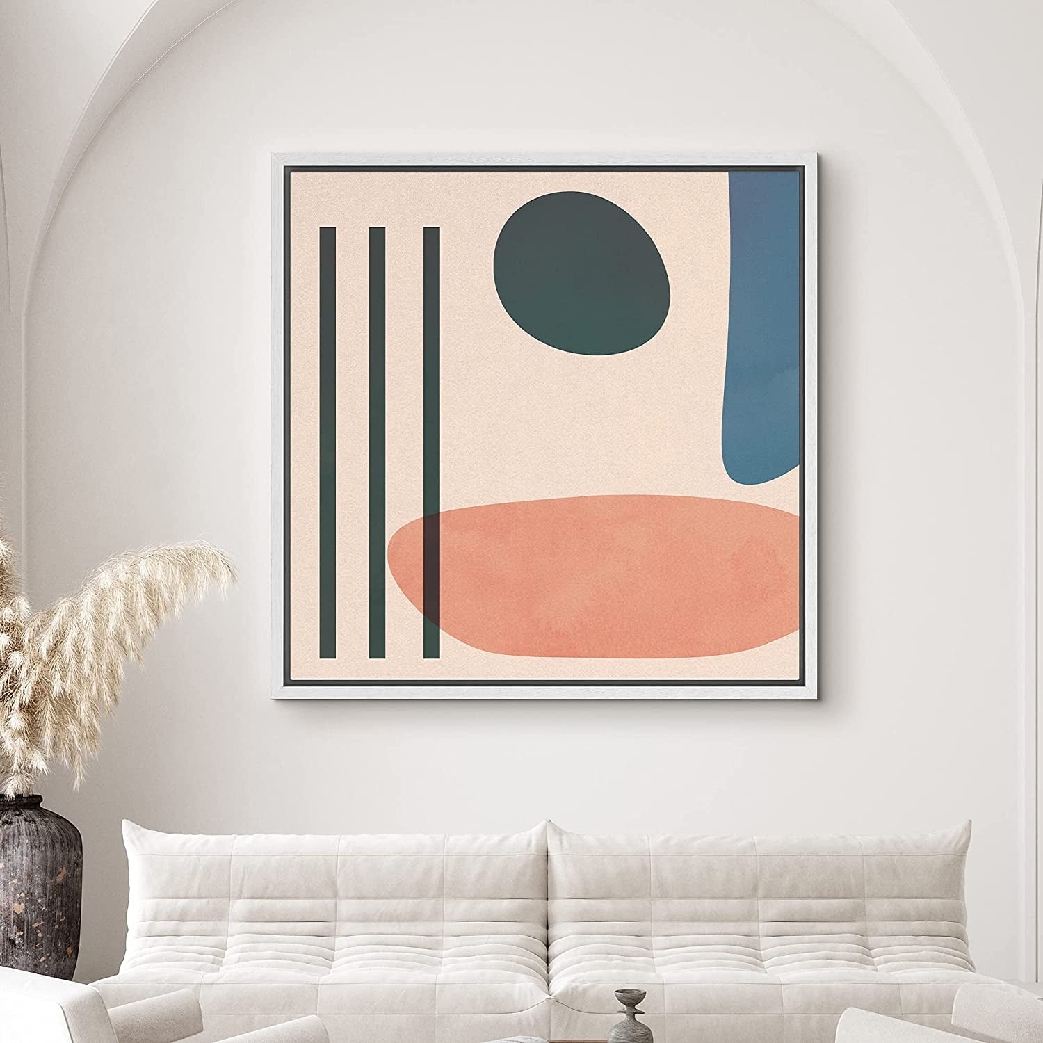 PixonSign Framed Canvas Print Wall Art Right Angle Midcentury Art Geometric  Shapes Illustrations Modern Art Contemporary Fun Multicolor Ultra for  Living Room, Bedroom, Office - 16x24 Natural 