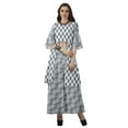 thumbnail image 3 of Moomaya Printed High Low Crop Top Kurti Palazzo Set Ethnic Indian Clothing Set For Womens, 3 of 9