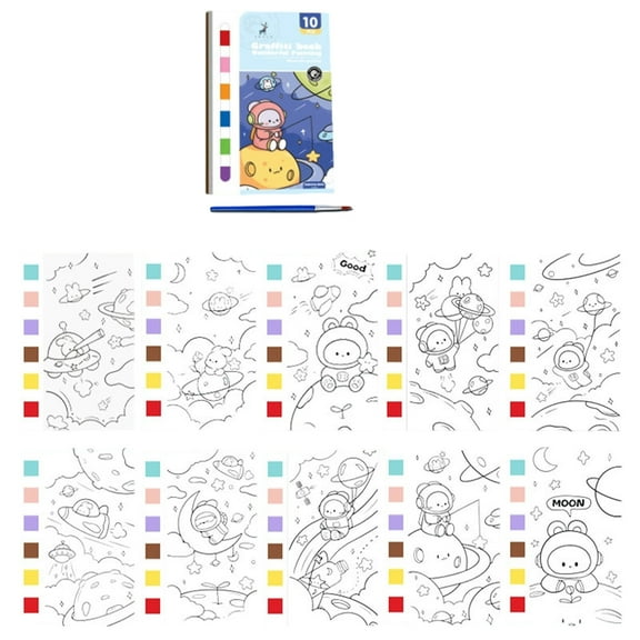 Wdhugt Portable Watercolor Painting Book With Built-In Paint For Diy Coloring And Art Projects Made Of Paper In Blue Color Includes Sketchbook And Pen Blue
