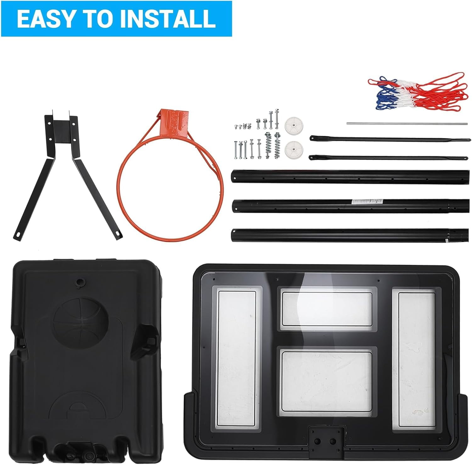 Kojooin Portable Basketball Hoop System with An Adjustable 5.2-Foot To 10-Foot Basket and Built-In Wheels, Suitable for Teenagers