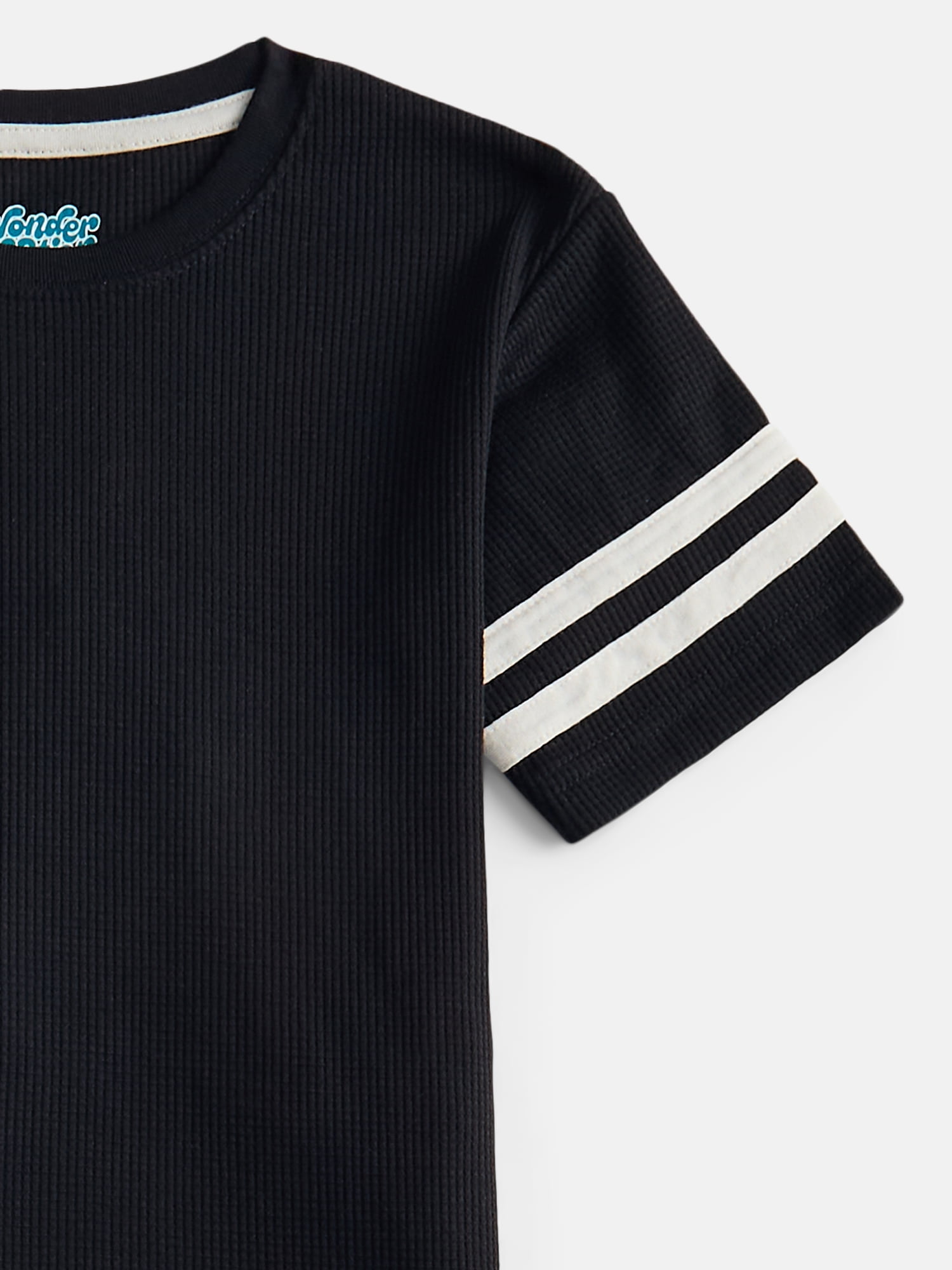 Wonder Nation Boys Waffle Knit Short Sleeve Top and Pants Pajama Set, 2 Piece, Sizes 4-18