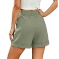 thumbnail image 3 of IYYVV Womens Summer High Waist Cotton Linen Shorts Roll Up Pleated Wide Leg Shorts with Pockets Mint Green L, 3 of 5