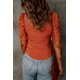 thumbnail image 1 of ABPHQTO Top de canalé con cuello cuadrado y manga abullonada naranja para mujer, 1 of 5