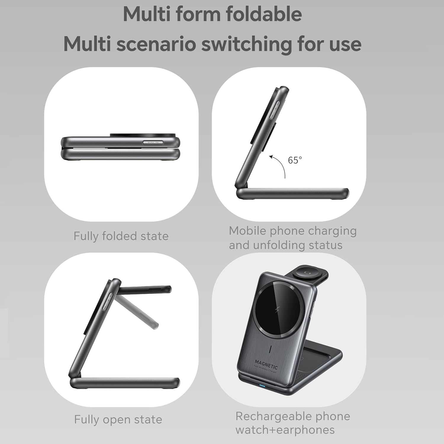3 in 1 Wireless Charger for iPhone,for iPhone16/15/14/13/12 ,Apple Watch/AirPods,with Magsafe Charger Upgraded Metallic.